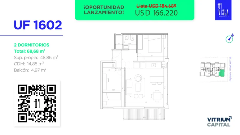 Venda – Apartamento 2 Quartos 1602, La Blanqueada