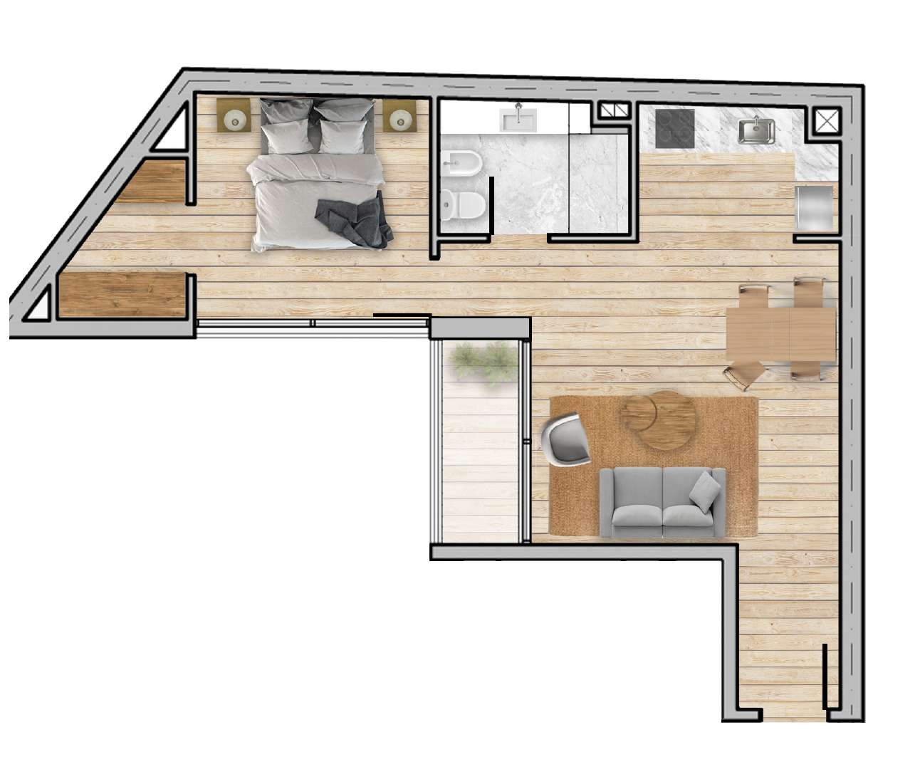 Venta Aparatamento Estrene 2027 1 dormitorio-Punta Carretas