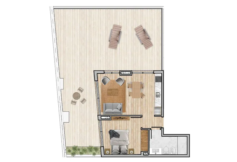 Venta Apartamento dormitorio con increíble terraza -Punta Carretas