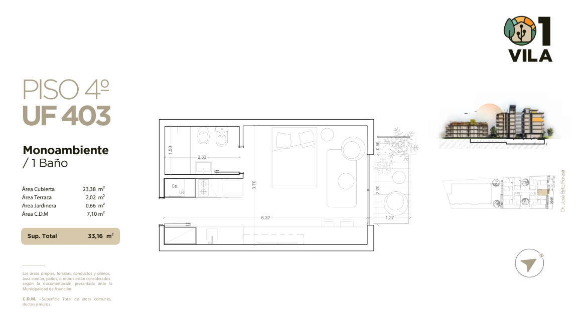Venta Apartamento 403 Monoambiente Parque Batlle