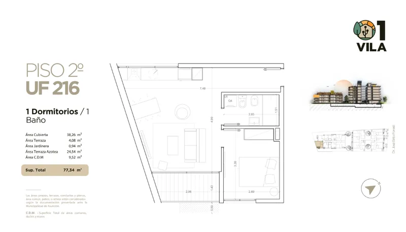 Venta Apartamento 1 dormitorio en 01 Vila — Parque Batlle