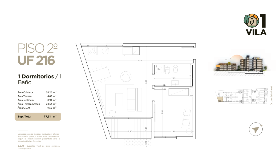 Venta Apartamento 216 de 1 dormitorio Parque Batlle