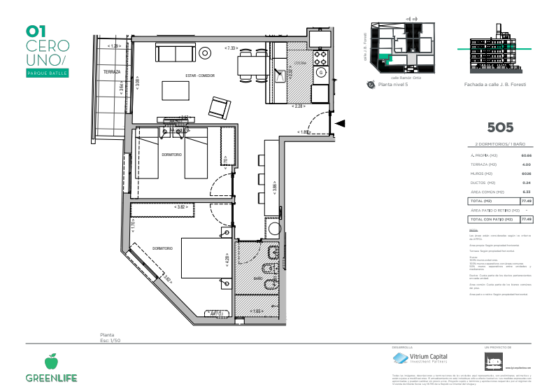Venta Apartamento piso 5 de 2 dormitorios en Parque Batlle