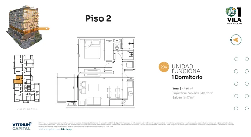 Venta Apartamento 1 dormitorio en 01 Vila Asunción — Asunción, Paraguay