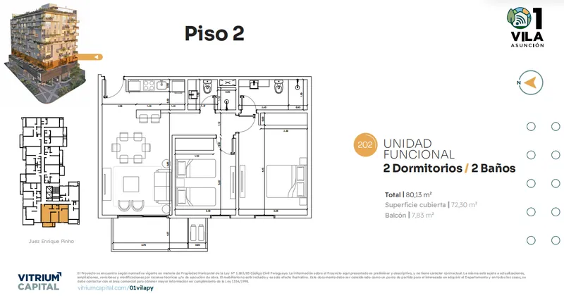 Venta Apartamento 2 dormitorios en 01 Vila Asunción — Ykua Sati, Asunción