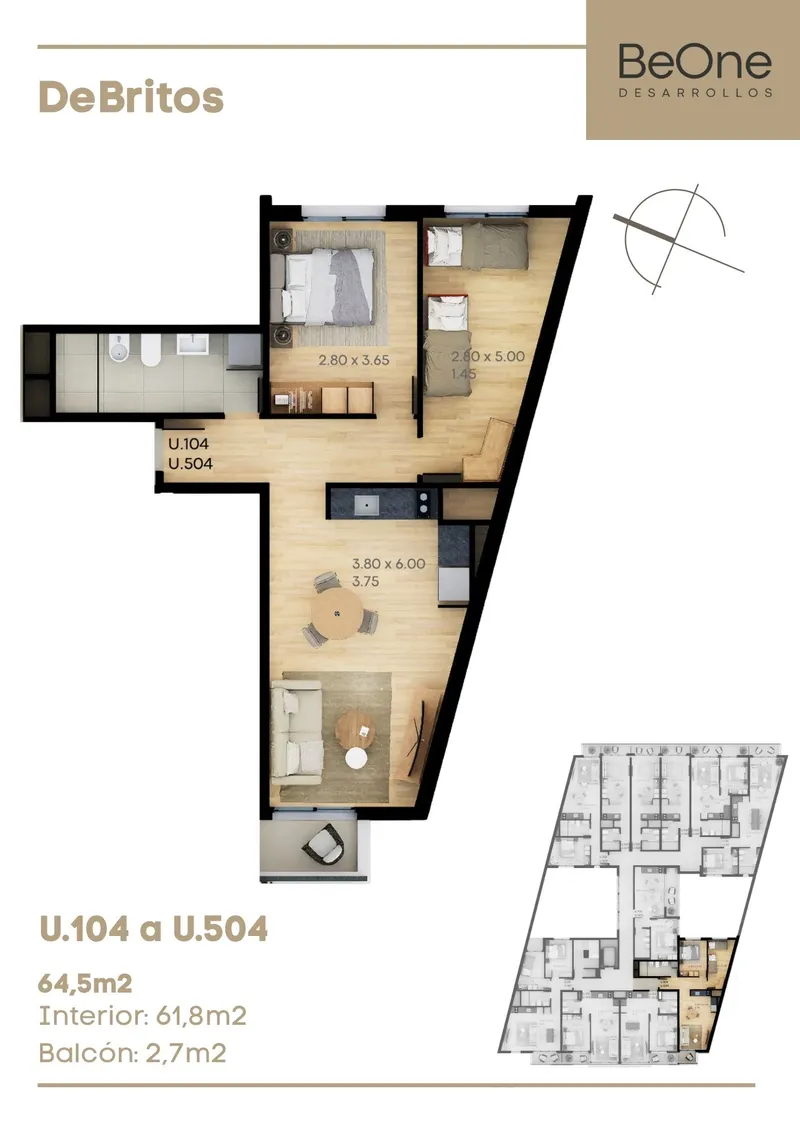 Venta Apartamento 2 dormitorios en DeBritos — La Blanqueada