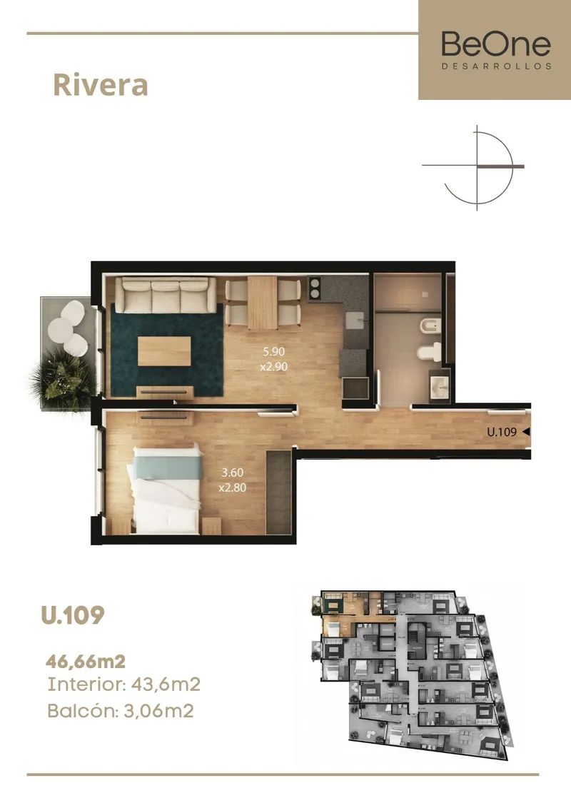Venta Apartamento 1 dormitorio en BeOne | Rivera — Puerto Buceo
