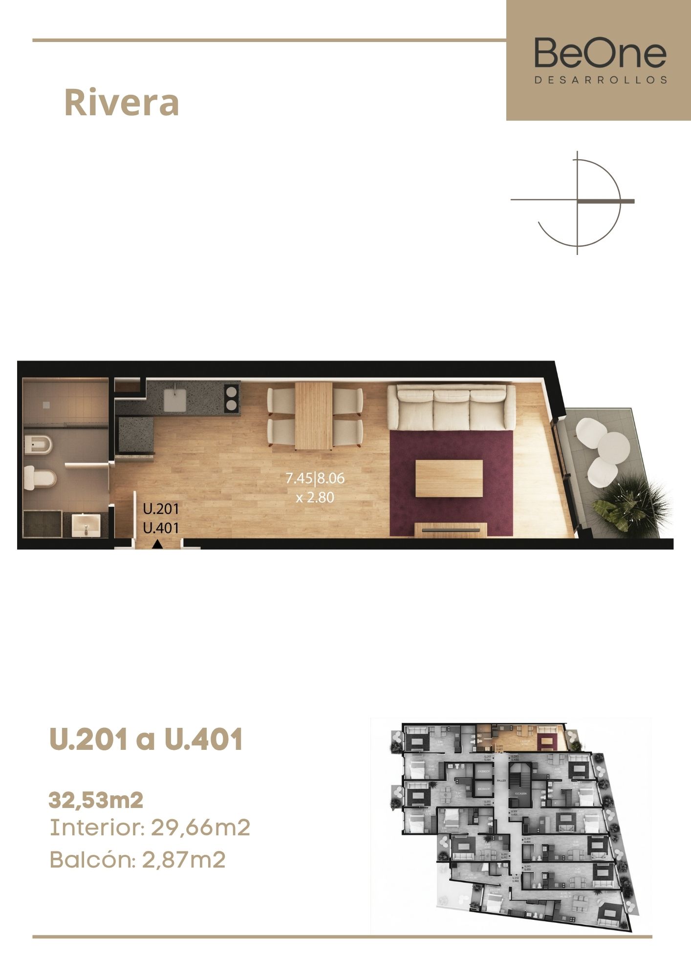 Venta Apartamento monoambiente en  un segundo piso en Puerto Buceo