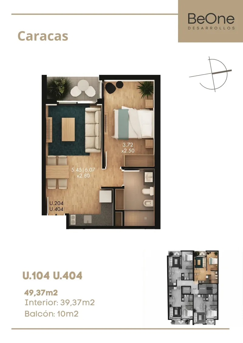Venda – Apartamento de 1 Quarto no Segundo Andar em Puerto Buceo