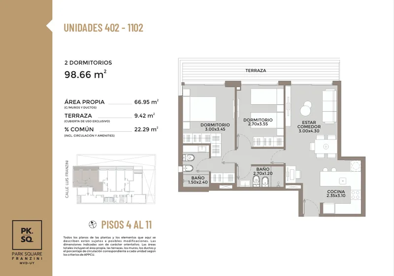 Venta Apartamento en 4to piso de 2 dormitorios en Punta Carretas
