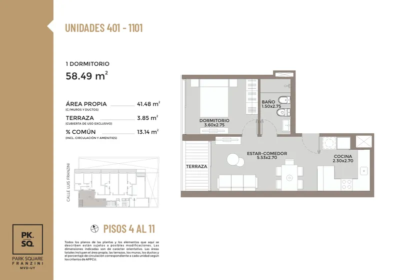 Venta Apartamento en 6to piso de 1 dormitorio en Punta Carretas