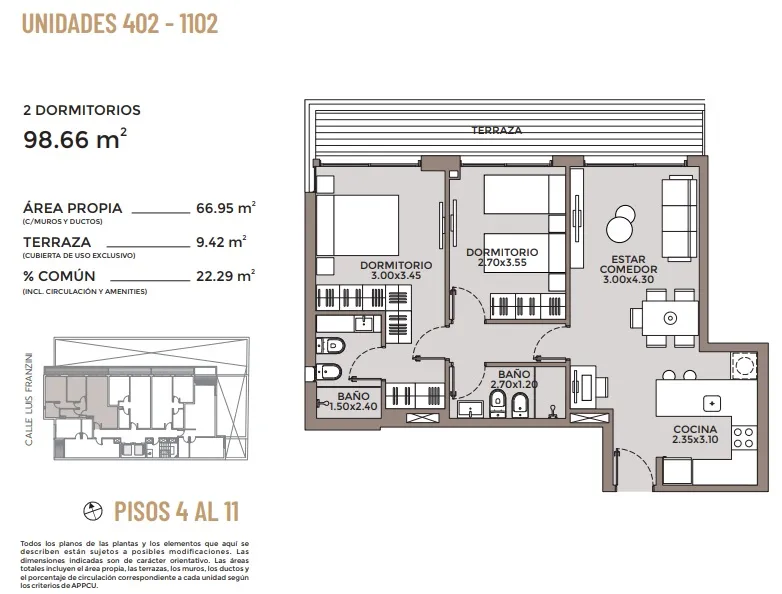 Venta Apartamento 2 dormitorios, con terraza. A estrenar- Punta Carretas