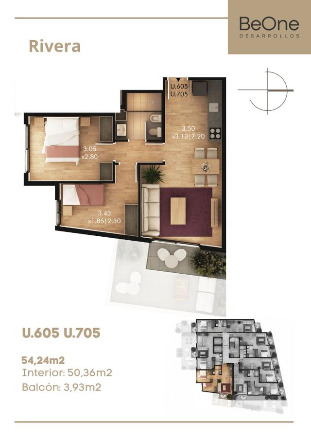Venta Apartamento séptimo piso de 2 dormitorios en Puerto Buceo